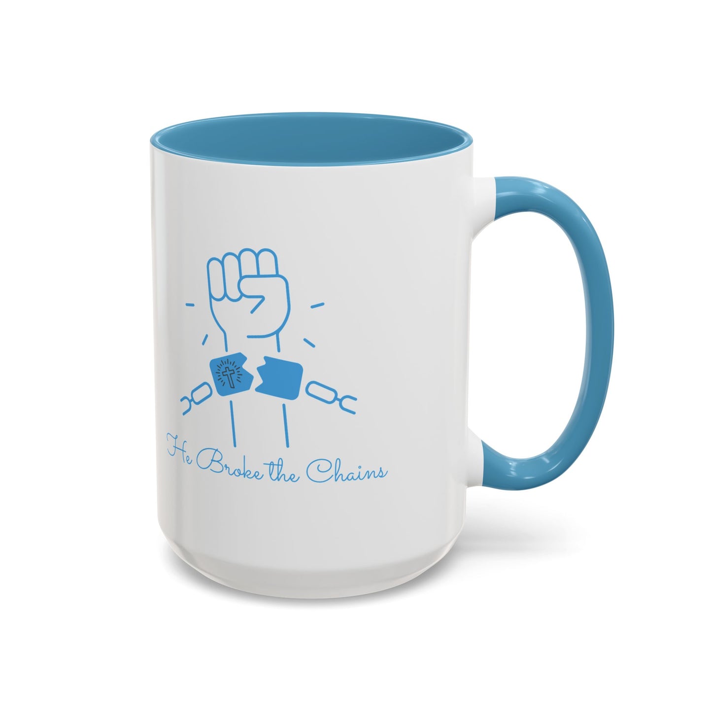 No Longer Bound Coffee Cup with Light Blue Interior – Stylish & Inspirational Mug