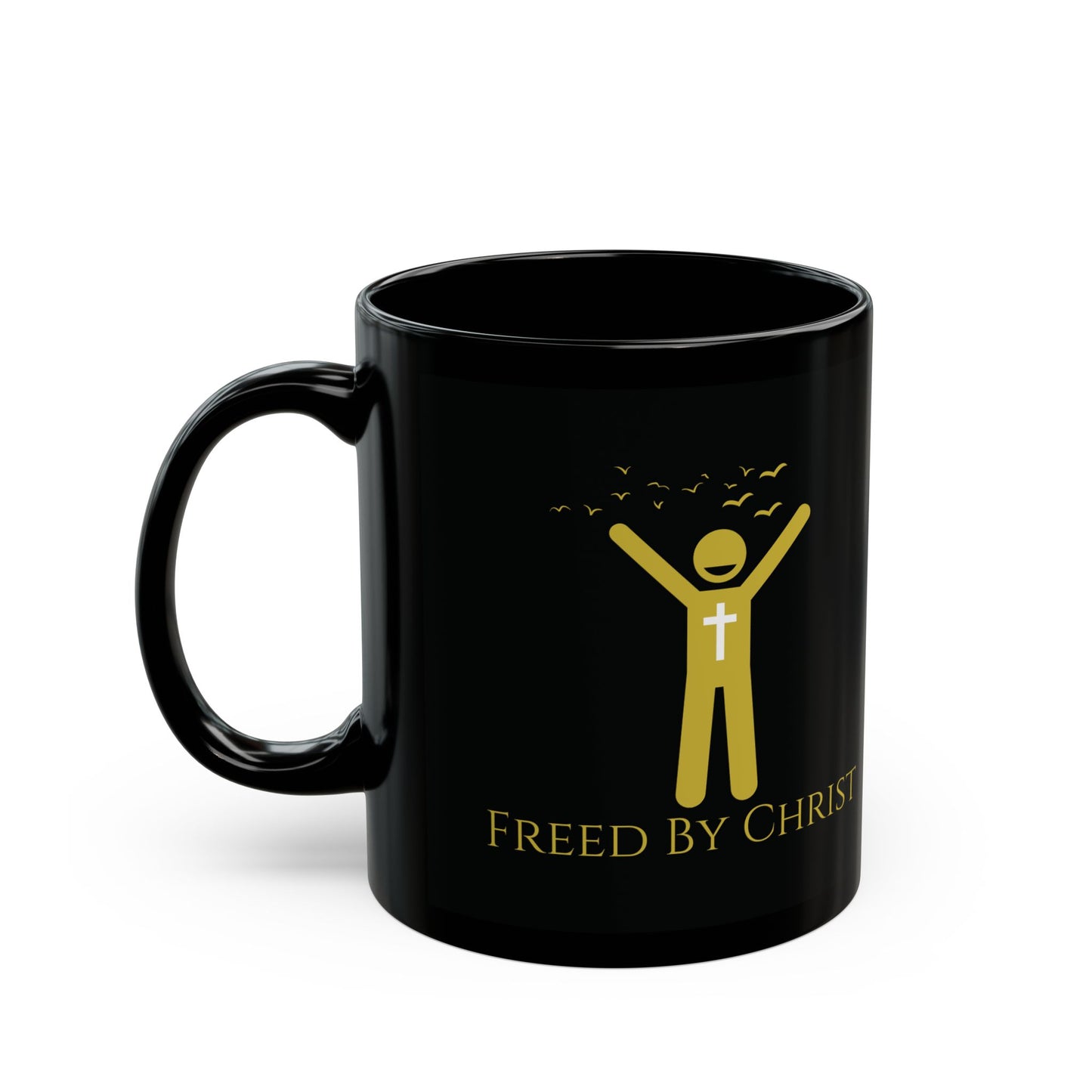 "Freed by Christ" Christian Coffee Mug – Inspirational Ceramic Mug for Faith and Hope