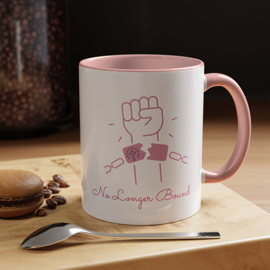 No Longer Bound Coffee Cup with Pink Interior – Stylish & Inspirational Mug