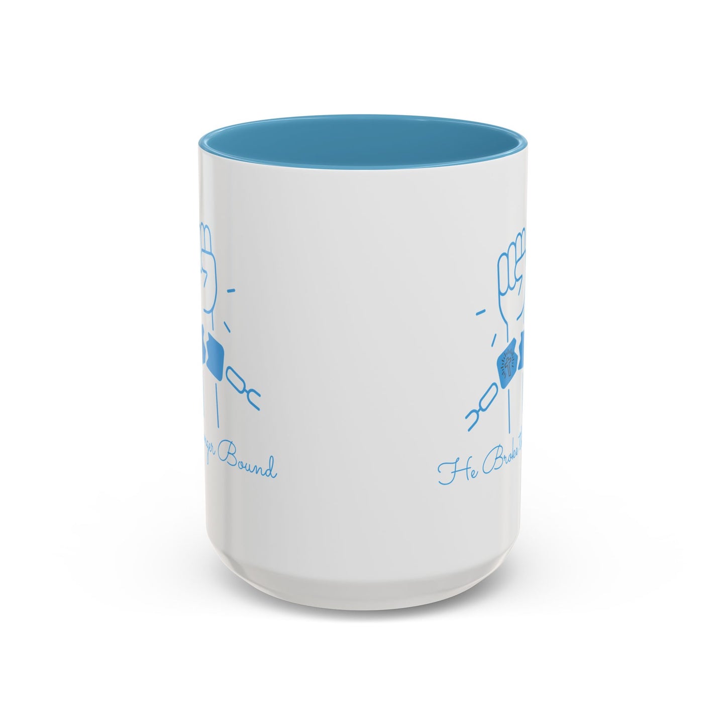 No Longer Bound Coffee Cup with Light Blue Interior – Stylish & Inspirational Mug