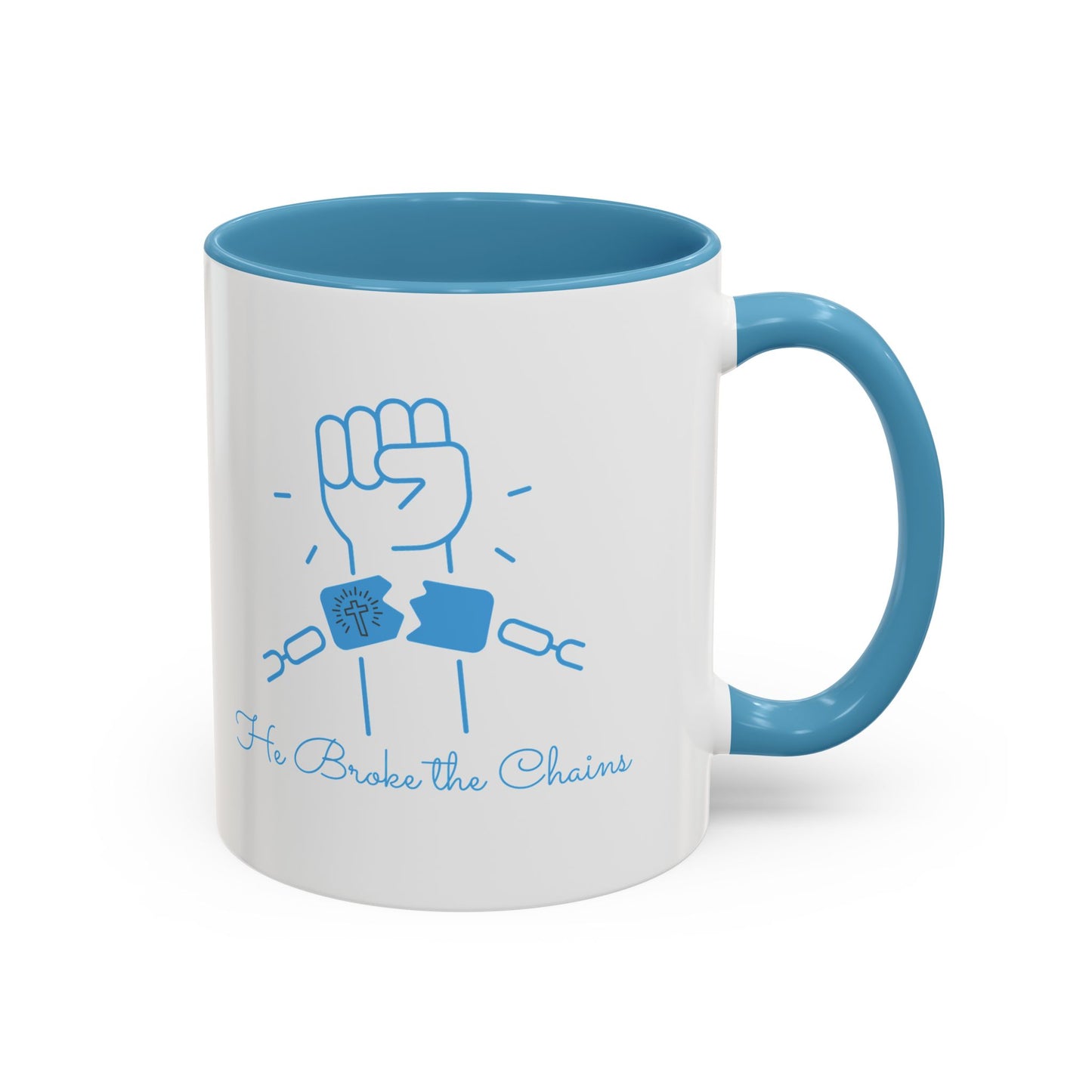 No Longer Bound Coffee Cup with Light Blue Interior – Stylish & Inspirational Mug